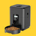 Comedero automático inteligente ANIMALZO negro con pantalla LCD y cuenco lleno de croquetas para perros y gatos