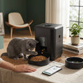 Comedero automático inteligente ANIMALZO negro con pantalla LCD y control por smartphone para gatos y perros