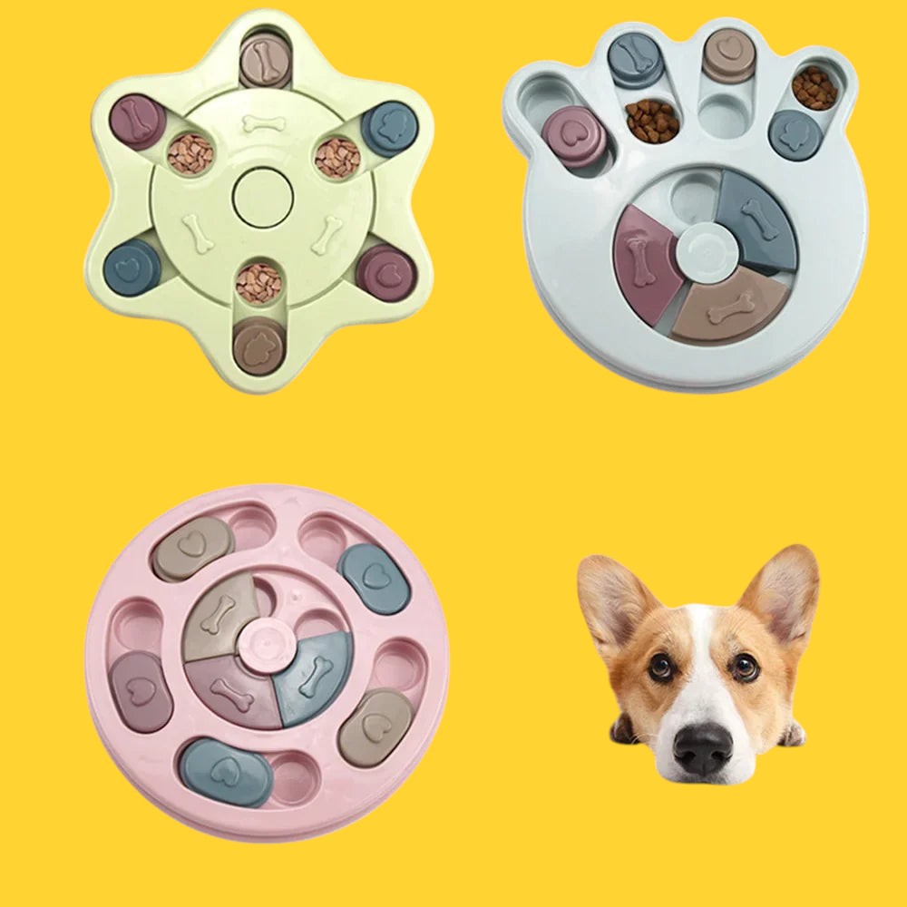 Comedero lento interactivo ANIMALZO con rompecabezas de colores para estimular la mente y alimentación saludable del perro