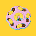 Comedero lento interactivo ANIMALZO con rompecabezas circular rosa y amarillo para estimular la mente del perro
