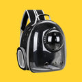 Mochila transportadora ANIMALZO tipo cápsula espacial negra con ventana panorámica transparente para mascotas pequeñas