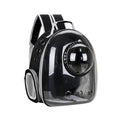 Sac à dos de transport ANIMALZO pour animaux, style capsule spatiale noir avec fenêtre panoramique transparente.