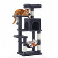 Torre de actividades ANIMALZO multinivel gris con rascadores de sisal, hamaca y caseta para gatos