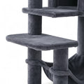 Torre de actividades ANIMALZO multinivel para gatos en felpa gris con plataformas y hamaca ergonómica