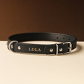 Collar Confort de cuero con el nombre grabado en oro