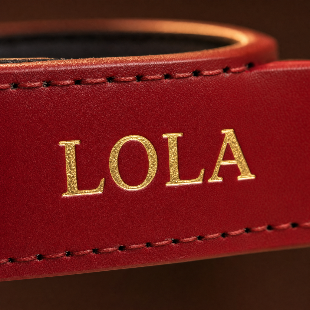 Collar Diario, detalle del nombre grabado en oro